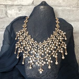 Gold crystal statement necklace